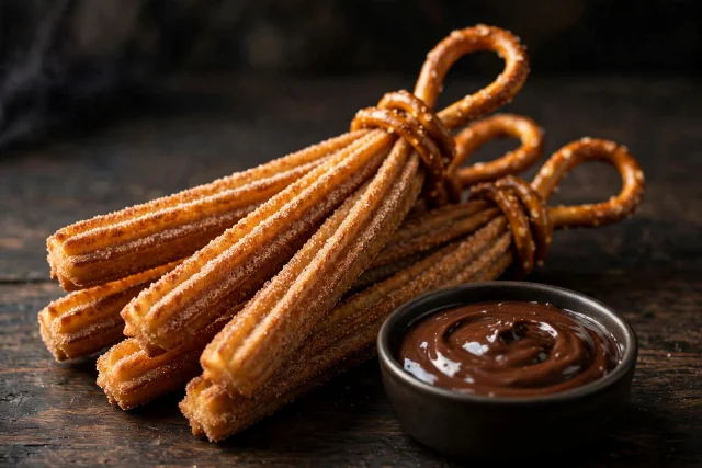 Churro Broomsticks with Dark Chocolate