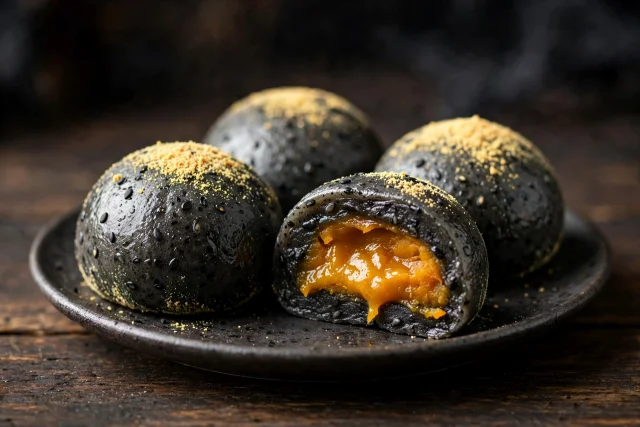 Black Sesame Pumpkin Mochi