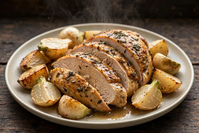 Herb Roast Turkey Breast with Turnips