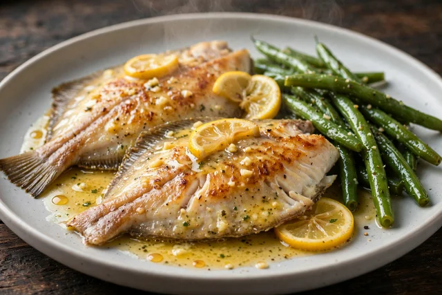 Lemon Butter Flounder with Green Beans