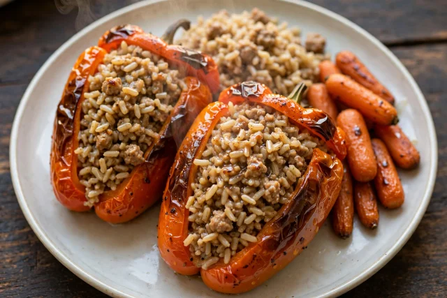 Turkey Stuffed Peppers with Brown Rice