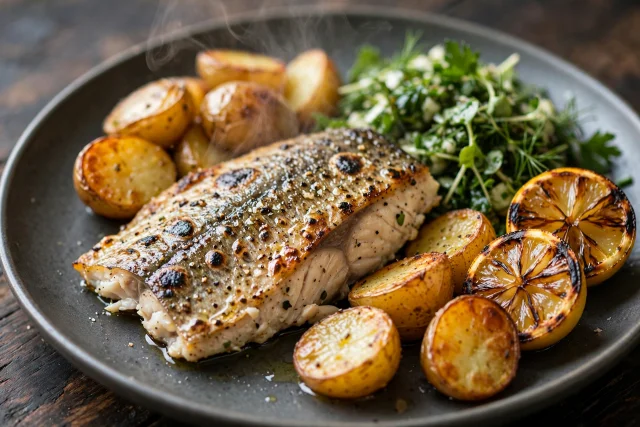 Trout with Charred Lemon and Herbs