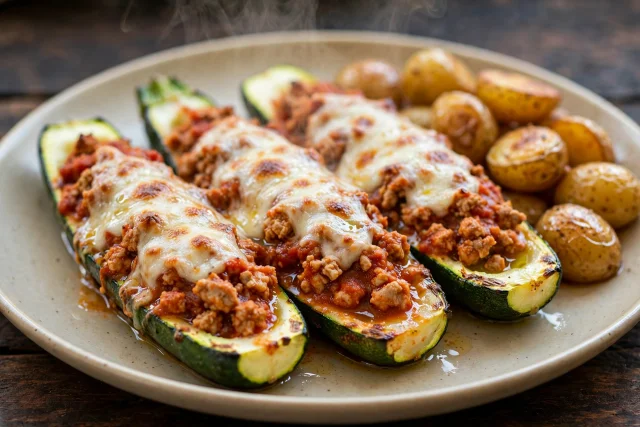Turkey Zucchini Boats with Marinara