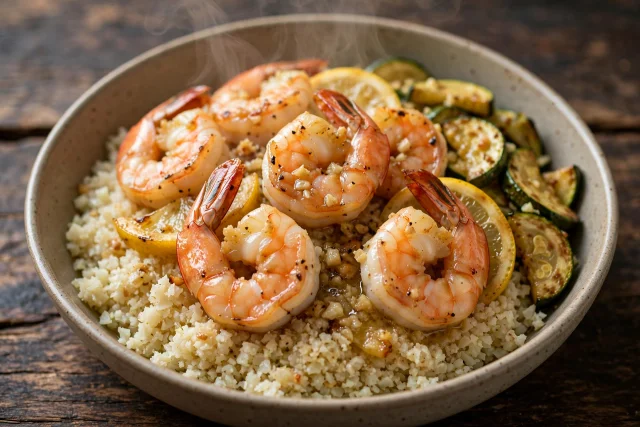 Lemon Garlic Shrimp with Cauliflower Rice