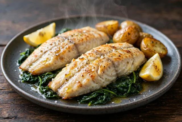 Baked Sole with Spinach