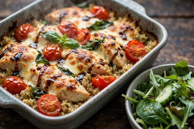 Chicken Caprese Quinoa Bake