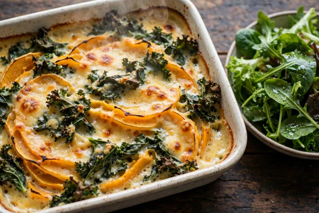 Light Butternut and Kale Gratin