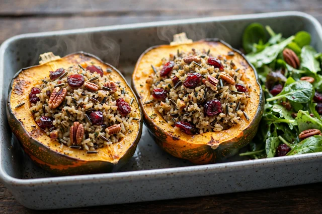Stuffed Acorn Squash with Wild Rice