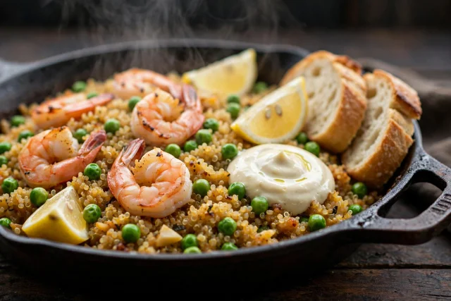 Shrimp and Quinoa Paella Skillet
