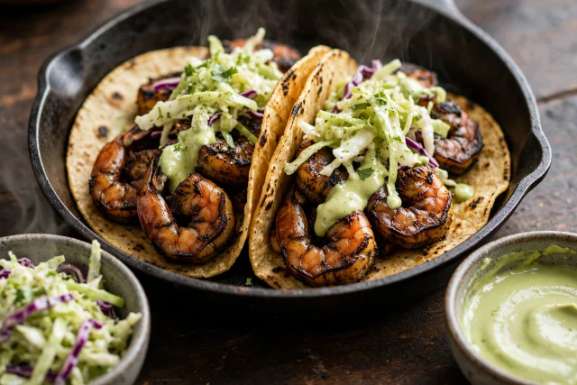 Blackened Shrimp Tacos with Slaw