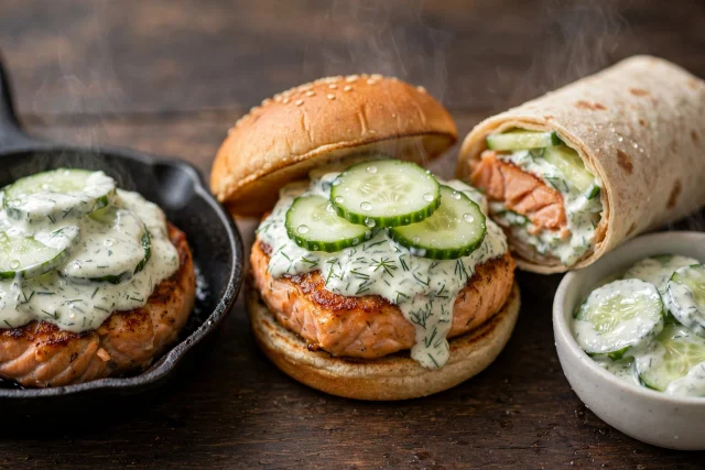 Salmon Burgers with Dill Sauce