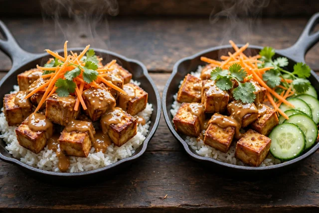 Crispy Tofu Rice Bowls