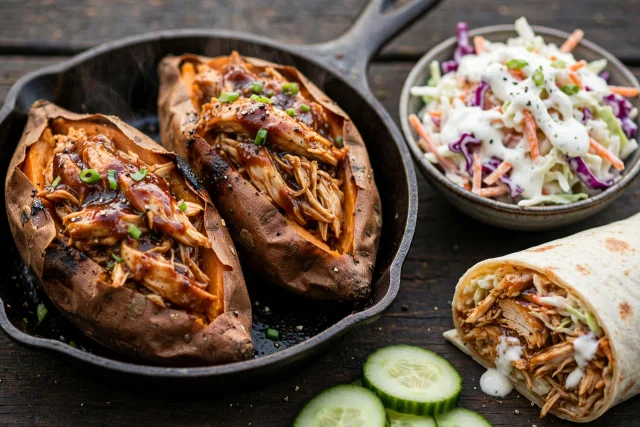 BBQ Chicken Stuffed Sweet Potatoes