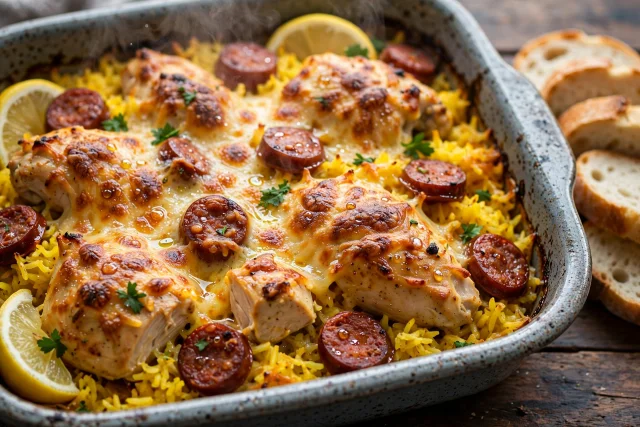 Chicken and Chorizo Rice Bake