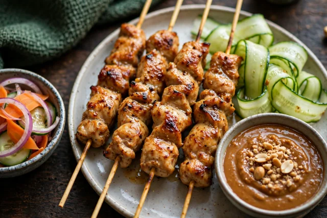 Thai Chicken Satay Skewers with Peanut Sauce
