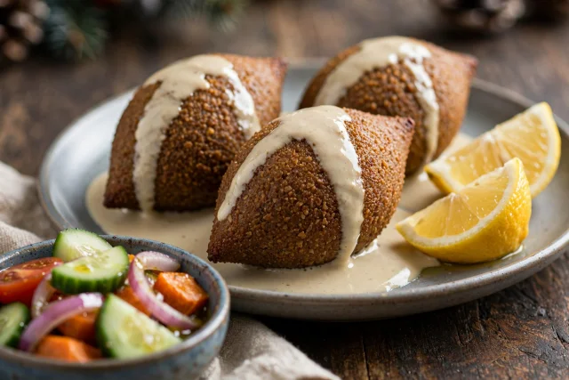 Lebanese Kibbeh Balls with Tahini