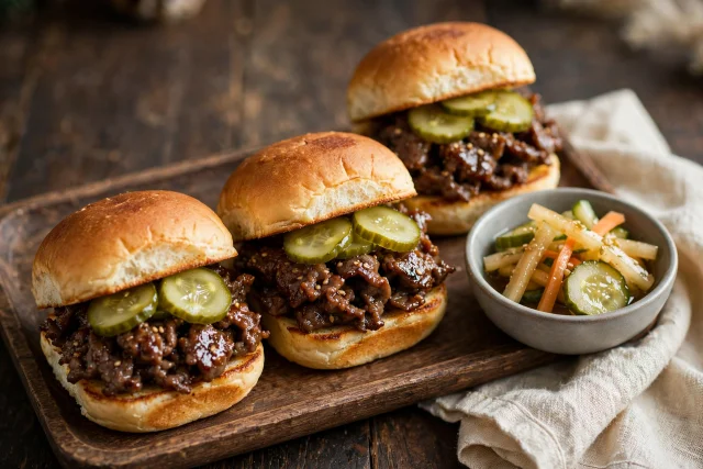 Korean Bulgogi Sliders with Pickled Cucumber