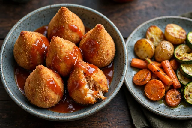 Brazilian Coxinha with Hot Sauce