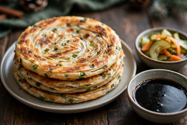 Chinese Scallion Pancakes with Dipping Sauce