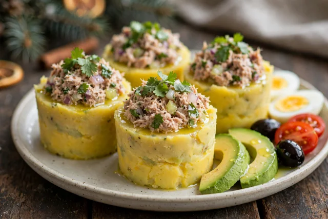 Peruvian Causa Cups with Tuna Salad