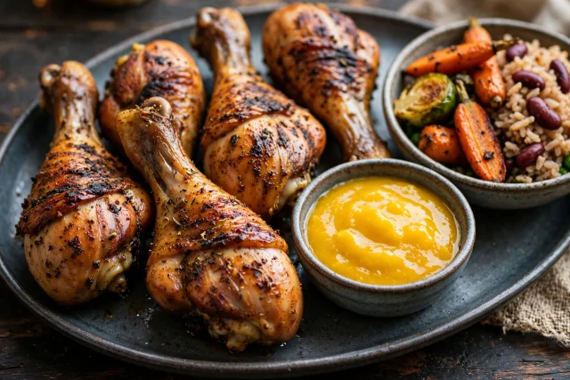 Jamaican Jerk Chicken Drumsticks with Mango Sauce
