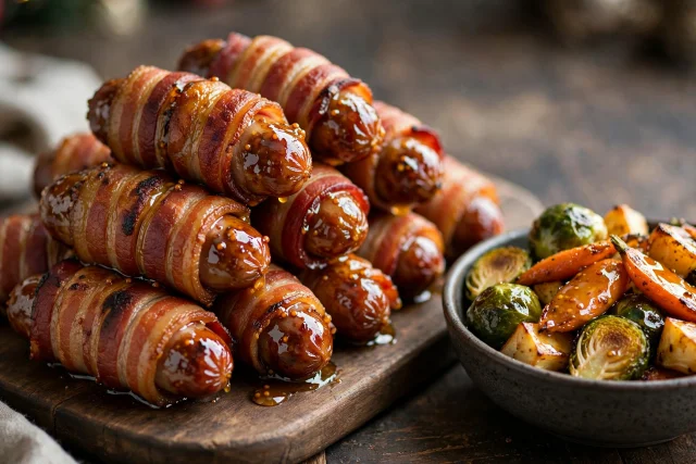British Pigs in Blankets with Honey Mustard