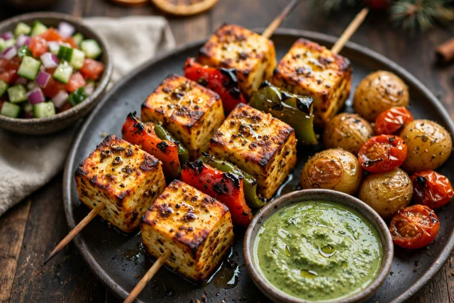 Indian Paneer Tikka Skewers