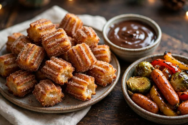 Mexican Churro Bites with Chocolate Sauce