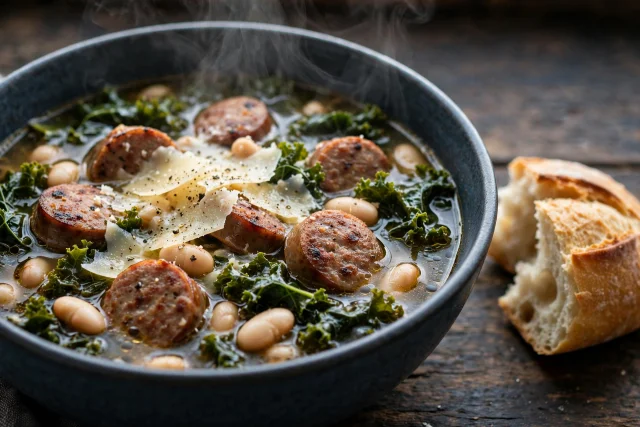 Slow Cooker Sausage and Kale Soup