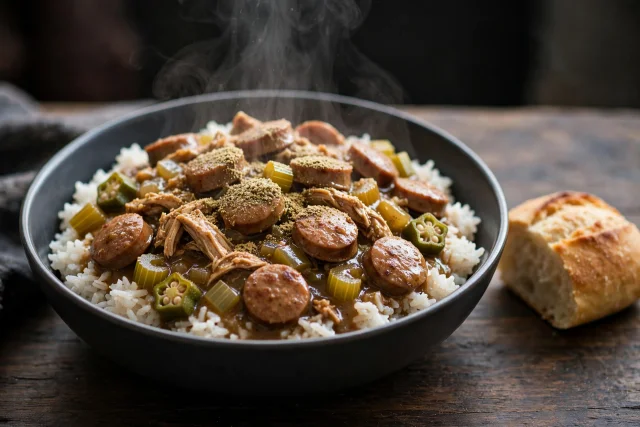 Slow Cooker Chicken Sausage Gumbo