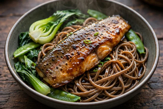 Miso Glazed Trout with Greens