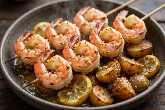 Garlic Lemon Shrimp Skewers