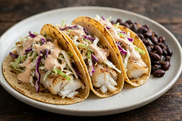 Cod Tacos with Cabbage Slaw