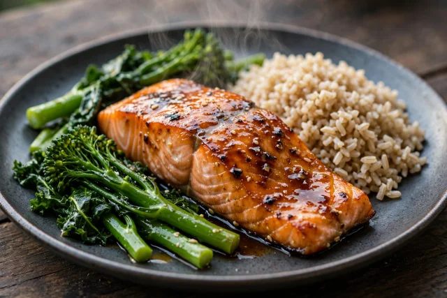 Miso Glazed Salmon with Greens