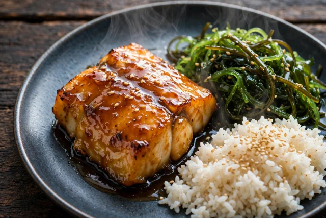 Miso Cod with Seaweed Salad