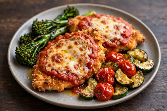 Chicken Parmesan cutlet with marinara and mozzarella
