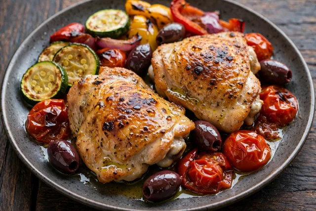 Mediterranean chicken with olives and cherry tomatoes