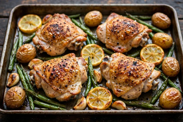 Sheet pan chicken thighs with potatoes