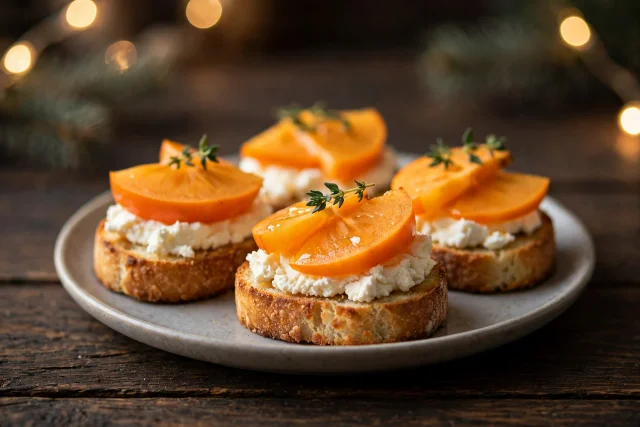 Persimmon Goat Cheese Bites