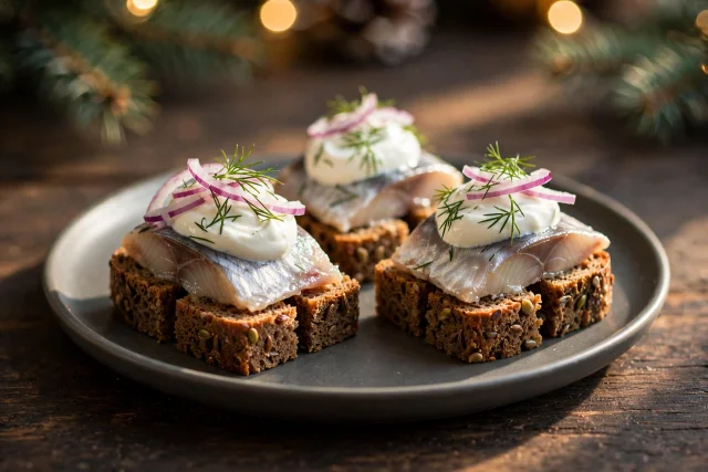 Pickled Herring Rye Bites