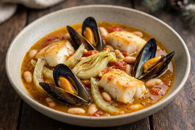Provencal fish stew with white beans