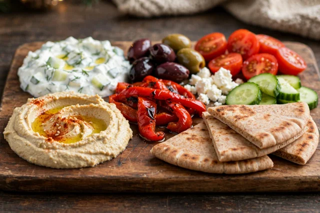Mediterranean mezze board dinner