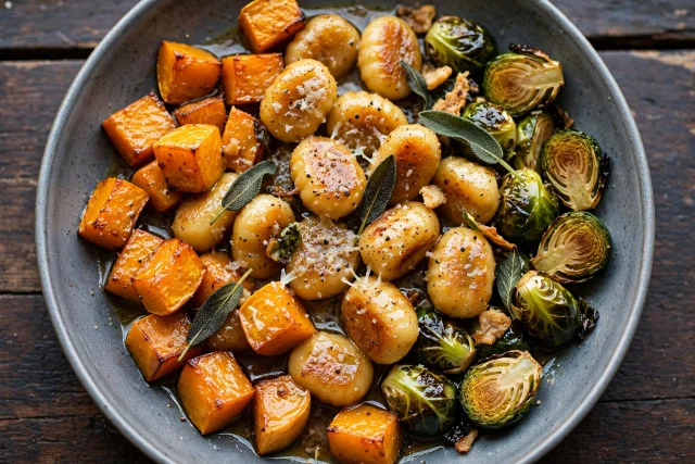 Sage brown butter gnocchi with roasted squash and Parmesan