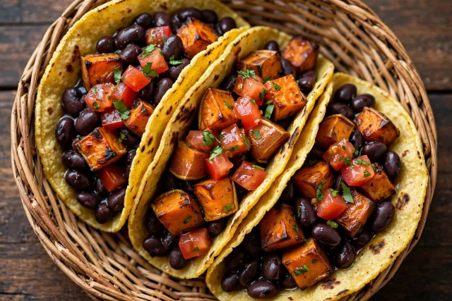 Black bean and sweet potato tacos