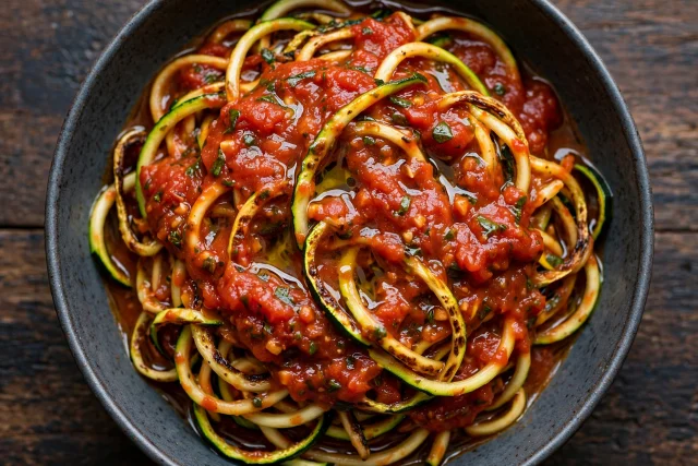 Tomato basil zucchini pasta