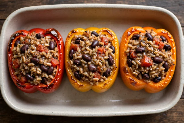 Stuffed bell peppers with rice and beans