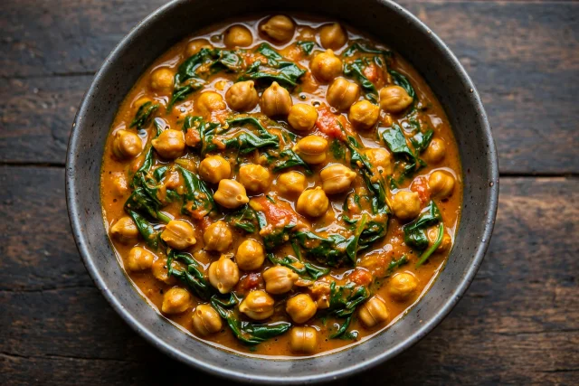 Chickpea spinach curry