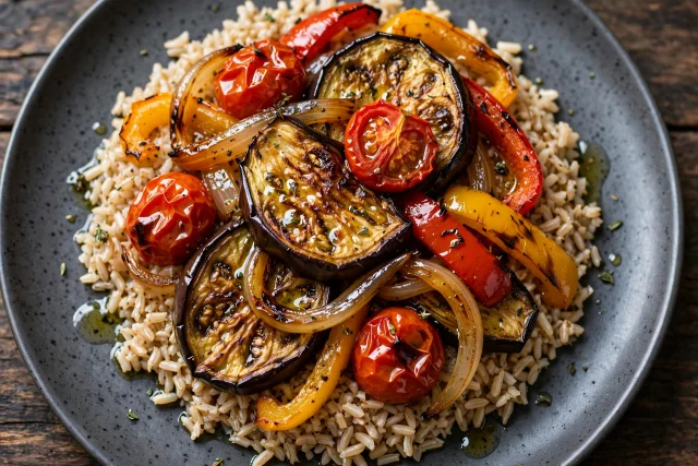 Mediterranean vegetable bake with rice