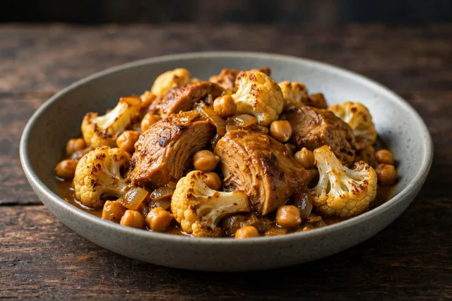 Moroccan spiced turkey tagine with cauliflower