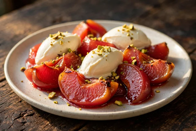 Poached Quince with Mascarpone